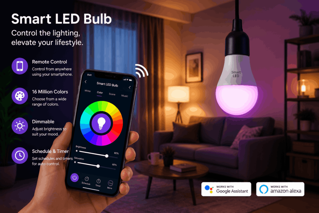 Smart Home Technology Smart LED bulb for saving electricity