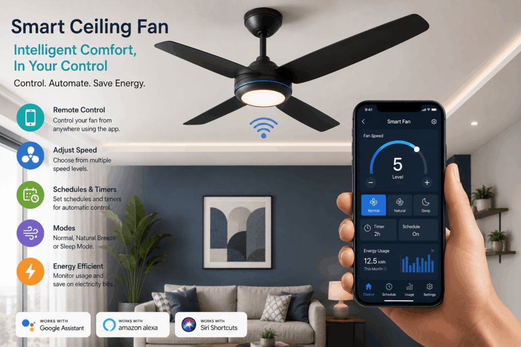 Smart Home Technology Smart ceiling fan for energy efficiency